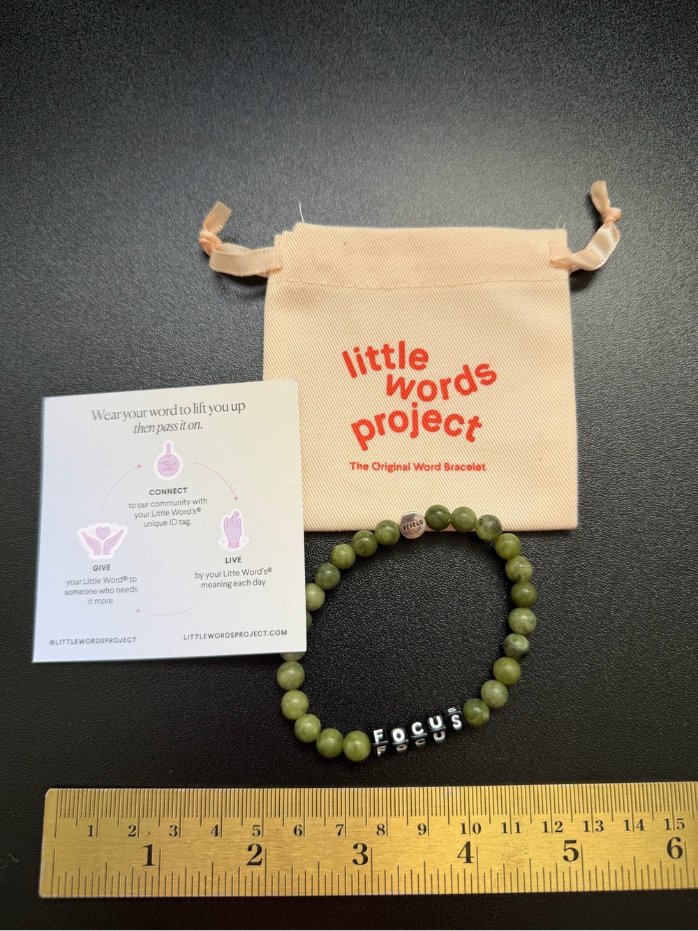 NWT Little Words Project Focus Men’s Bracelet Beaded Matte Jade S/M Accessories